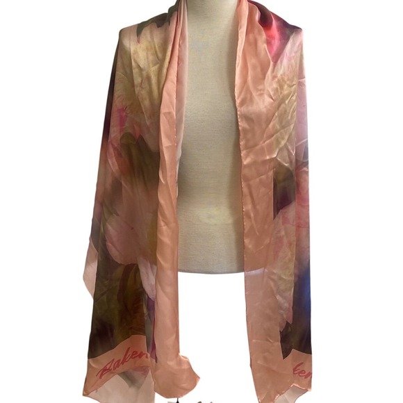 Ted Baker Accessories - Ted Baker London Blurred Floral NWT 100% Silk Long Scarf Light Pink 70"x24"